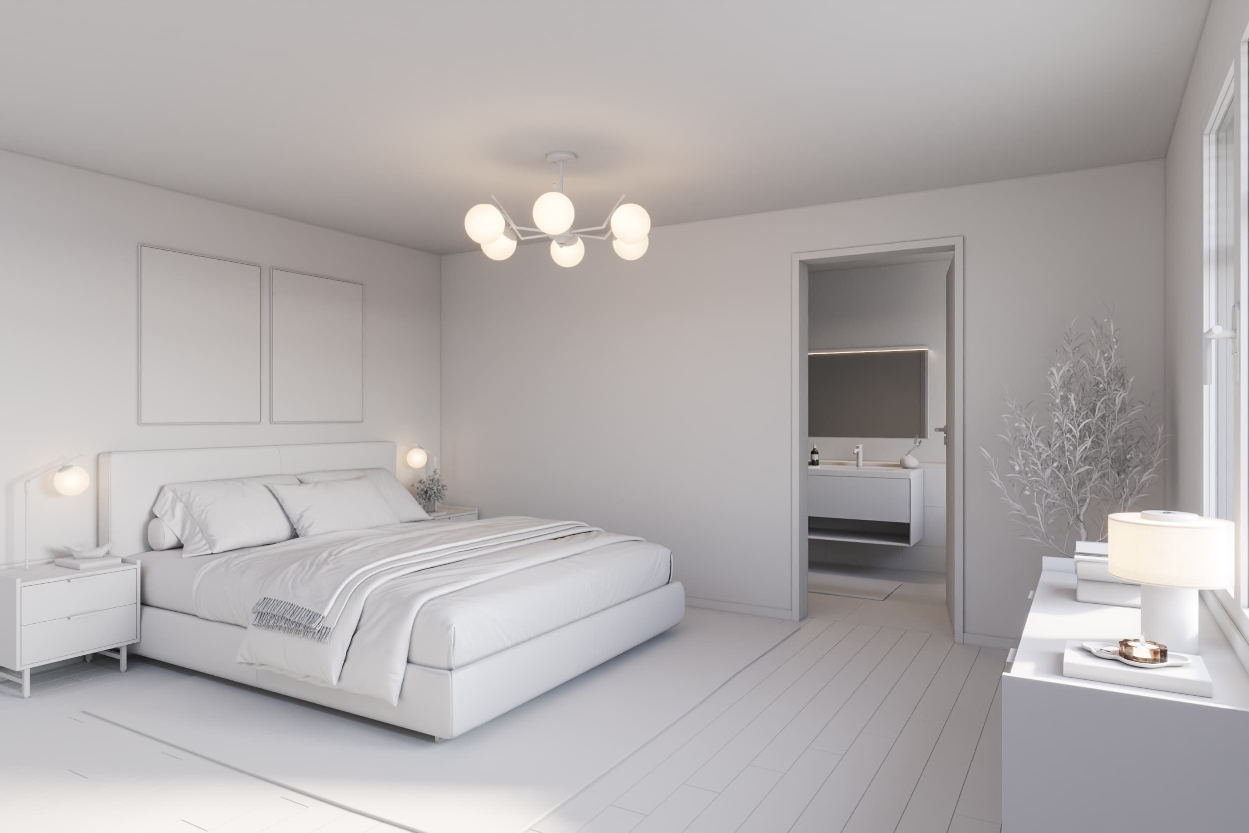 Schlafzimmer mit direktem Zugang zum Bad